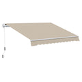 Outsunny Markise, Sonnenschutz, einfahrbar, mit Handkurbel, Metallrahmen, Polyester, Weiß+Beige, 3,95 x 2,45 m