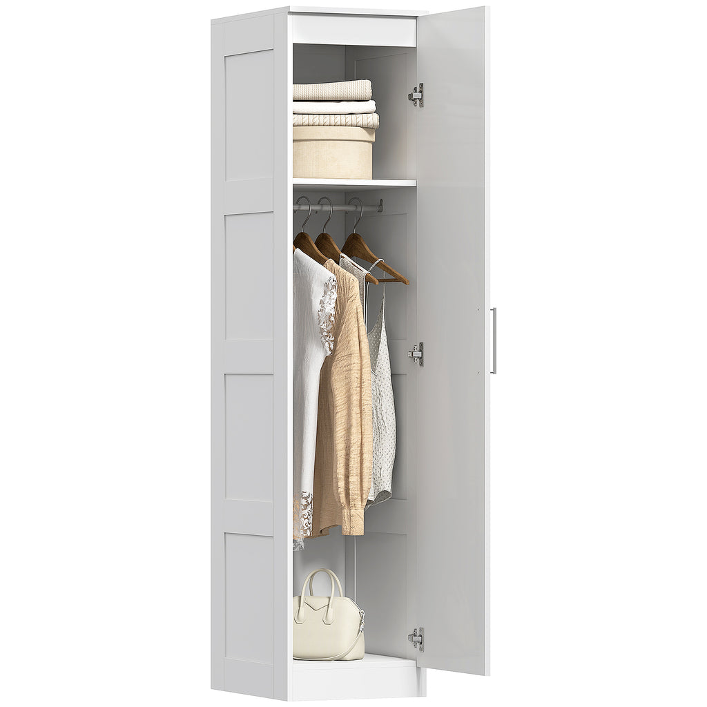 HOMCOM Kleiderschrank Mehrzweckschrank mit Kleiderstange, Regal, Soft-Close-Tür 40 x 52 x 180 cm Weiß