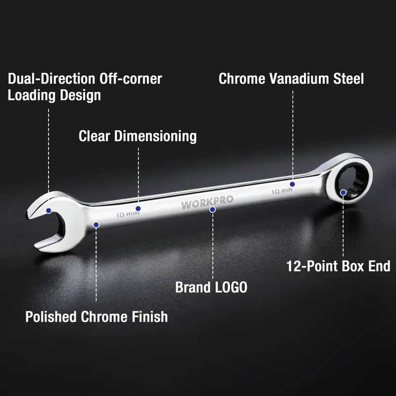 WORKPRO 7-Piece Ratcheting Combination Wrench Set – Compact & Durable