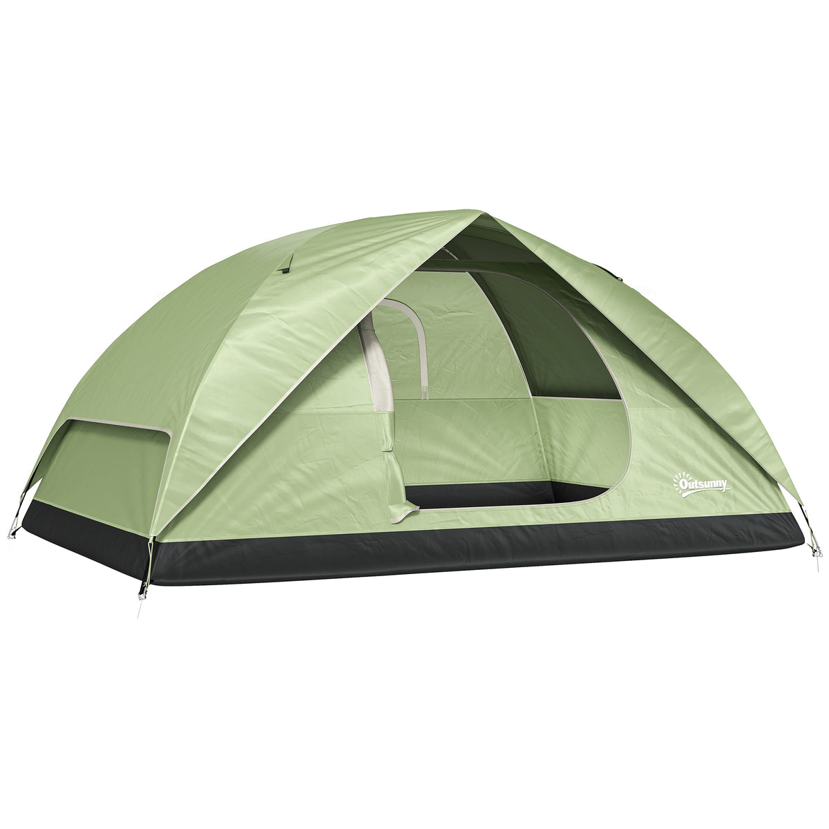 Outsunny Campingzelt für 3 Personen Wasserdicht mit Taschen, Lampenhaken und Tragetasche, Grün