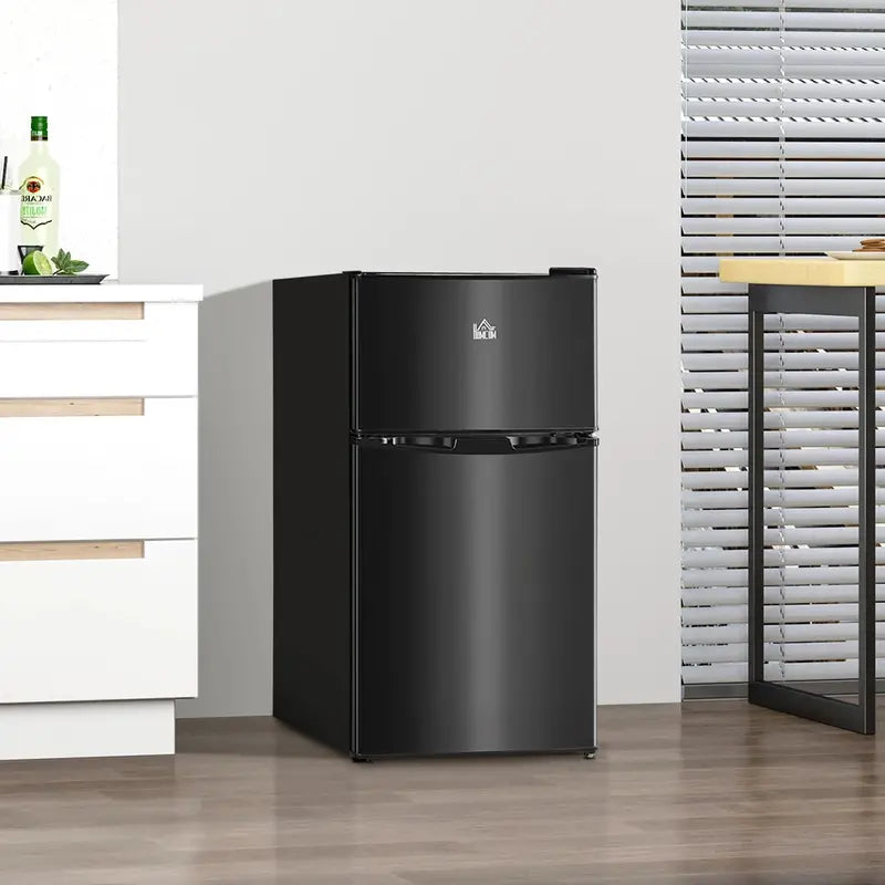 HOMCOM 3.2 Cu. Ft Compact Mini Fridge with Freezer, Adjustable Shelf & Thermostat