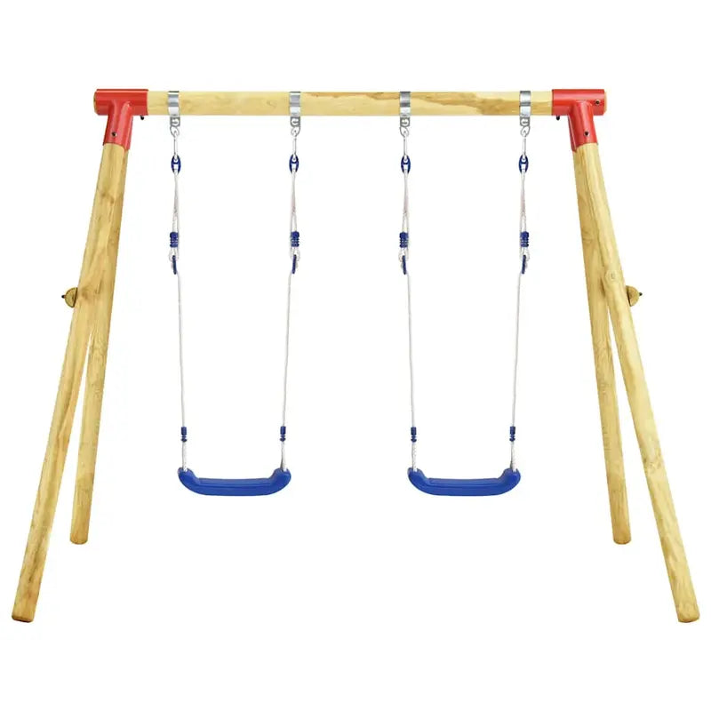 Kids' Wooden Swing Set – Backyard Play Structure with Swings, Slide, and Climbing Features