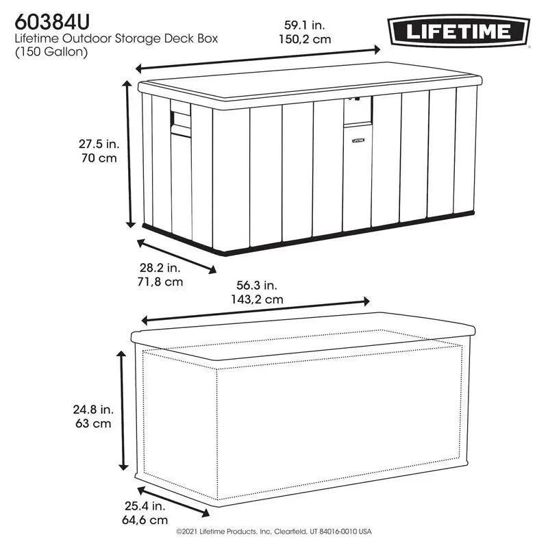 Lifetime 568-Litre Modern Deck Box – Weather-Resistant Outdoor Storage Unit (Model 60384U)