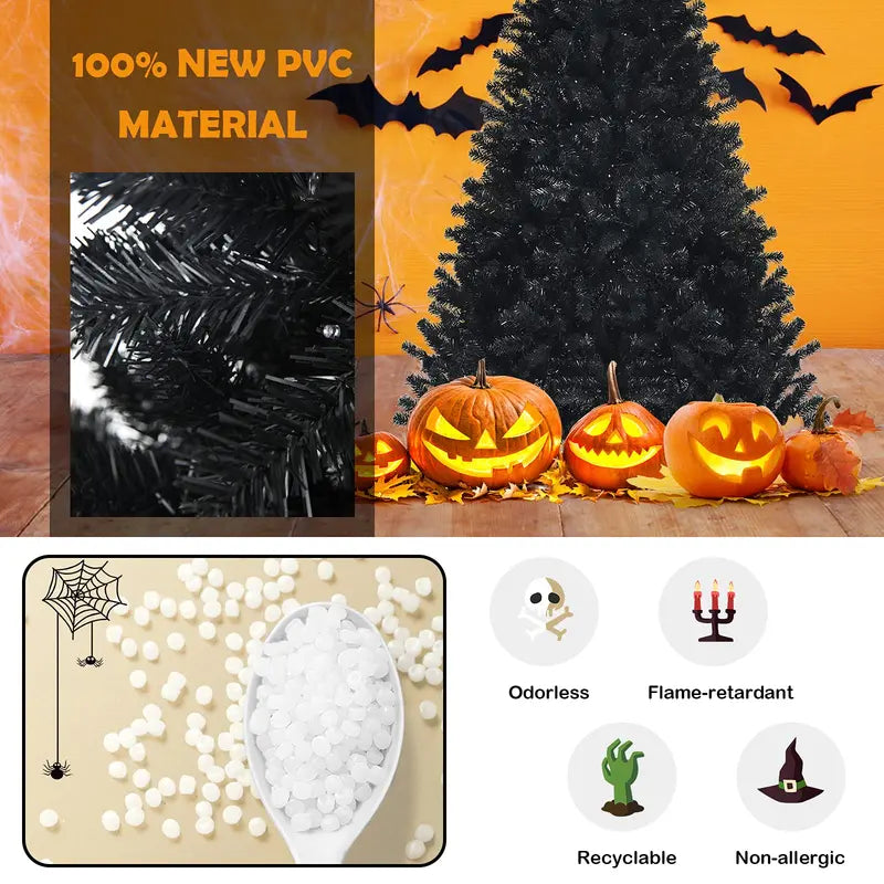 Halloween-Themed Hinged Artificial Tree with Sturdy Metal Stand