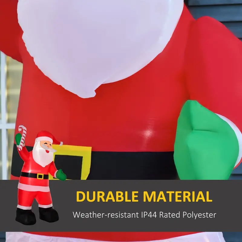 HOMCOM 8ft Inflatable LED Lit Santa Claus with Candy Cane – Outdoor Christmas Decoration