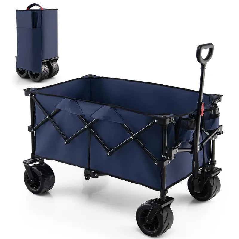 Heavy-Duty Collapsible Utility Wagon with Adjustable Telescoping Handle