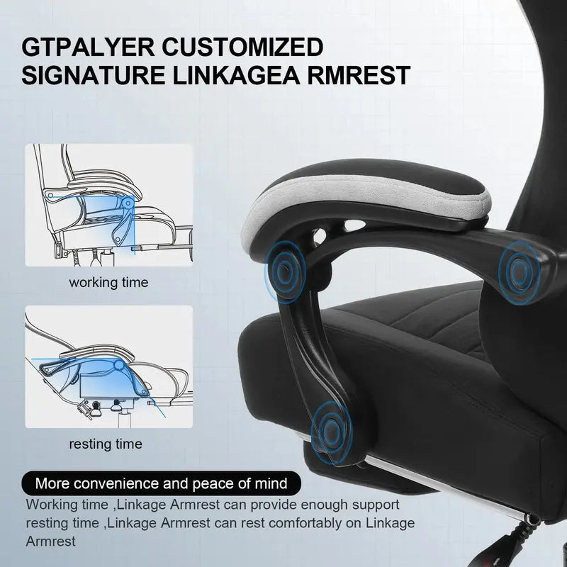 GTPLAYER Gaming Chair – Ergonomic, Breathable Fabric, Adjustable Armrests, Easy Assembly, Office & Home Use
