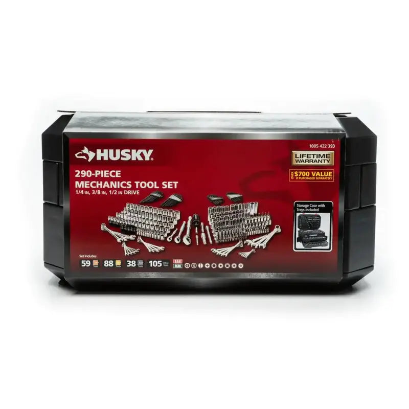 Husky 290-Piece Professional Mechanics Tool Set – Full-Size Wrenches, Sockets & Ratchets