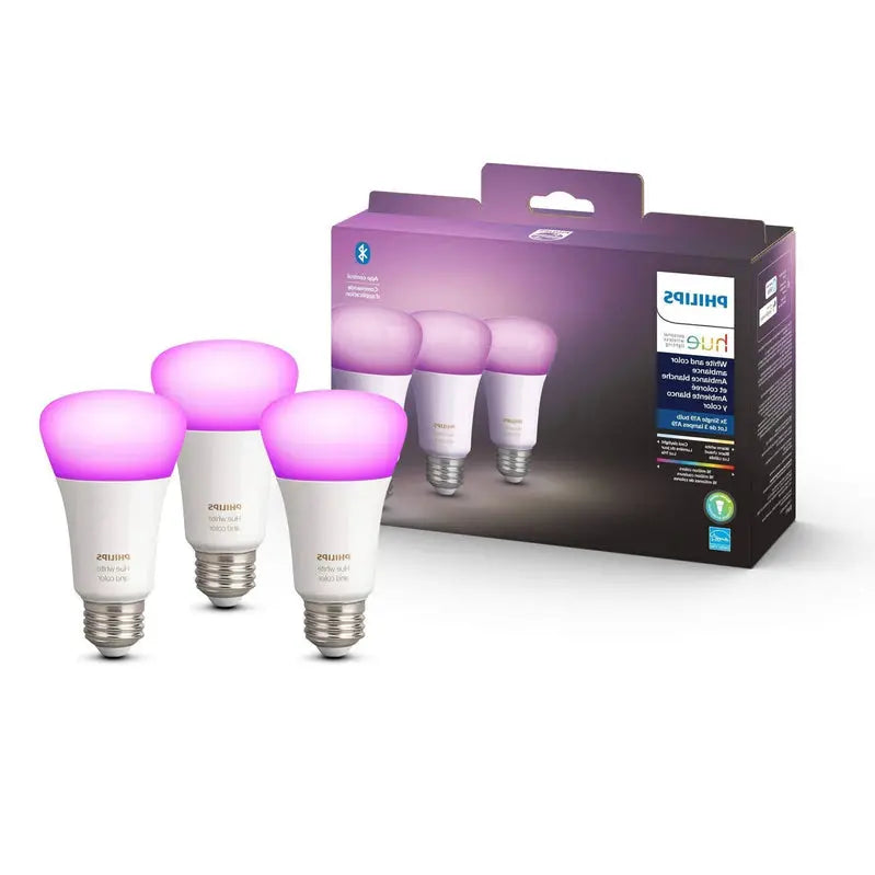Hue A19 Bluetooth Smart Bulbs (White & Color) – 3-Bulb Set
