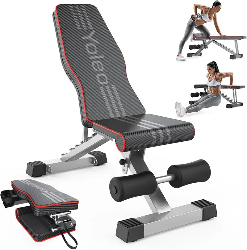 Yoleo Adjustable Folding Weight Bench for Home Gym Strength Training & Full-Body Workouts