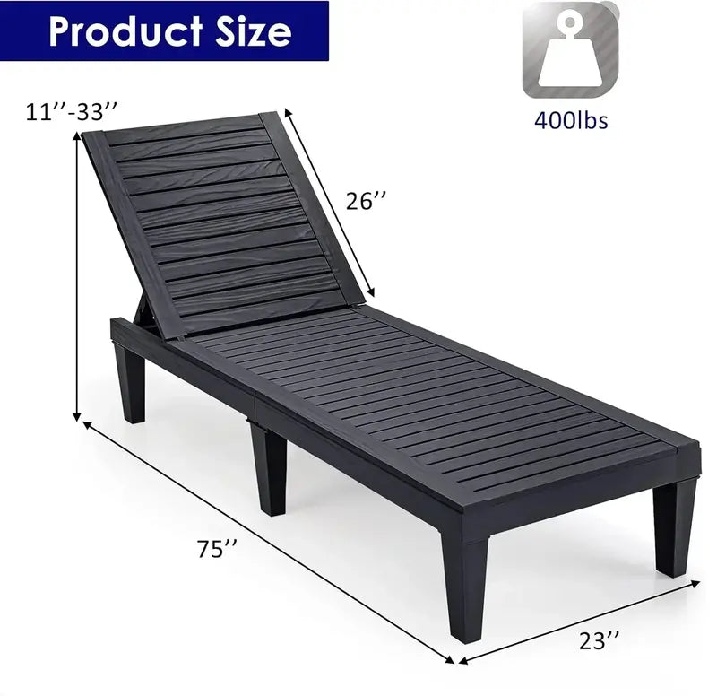 Lightweight Adjustable Chaise Lounge Chair – Outdoor Recliner with Multi-Angle Backrest