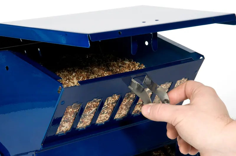 Woodlink Squirrel Resistant Hopper Metal Bird Feeder, Blue