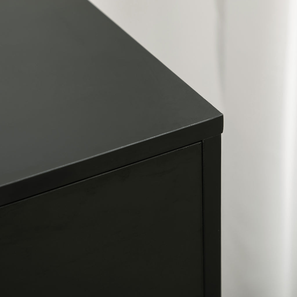HOMCOM Bürowagen mit 5 Schubladen 1 Tür verstellbarem Regal, Druckerstand auf Rollen, 78x40x66,5 cm, Schwarz