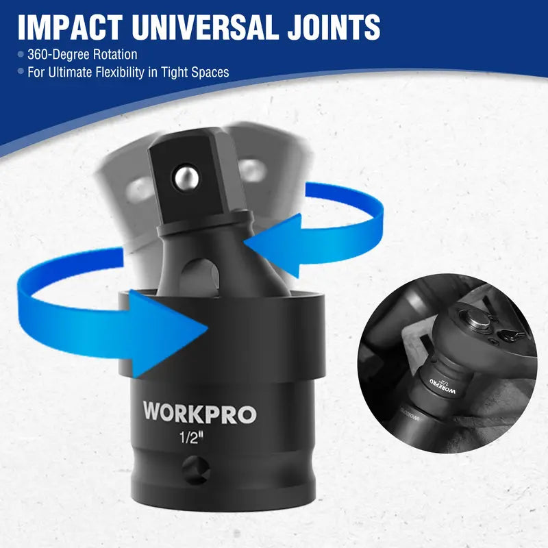 WORKPRO 65-Piece 1/2-Inch Drive Impact Socket Set – SAE & Metric Deep and Standard Sizes