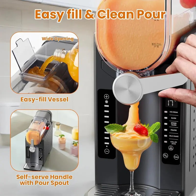 Professional Slushie Machine — No Ice Needed, LED Touchscreen, 6 Preset Programs, Frozen Drink Maker for Margaritas, Frappés & More
