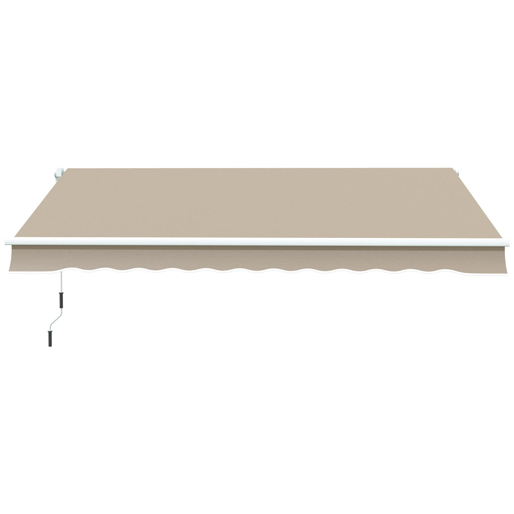 Outsunny Markise, Sonnenschutz, einfahrbar, mit Handkurbel, Metallrahmen, Polyester, Weiß+Beige, 3,95 x 2,45 m