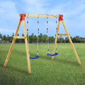 Kids' Wooden Swing Set – Backyard Play Structure with Swings, Slide, and Climbing Features