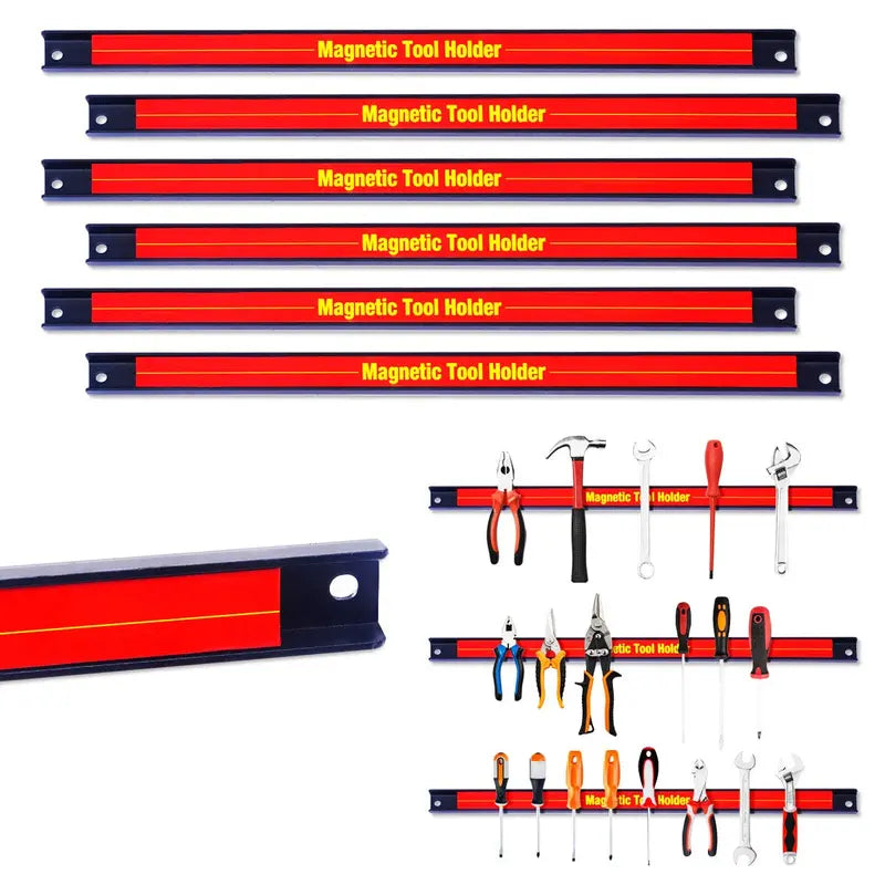 Six-Piece 18-Inch Magnetic Tool Holder Bars for Workshop Organization