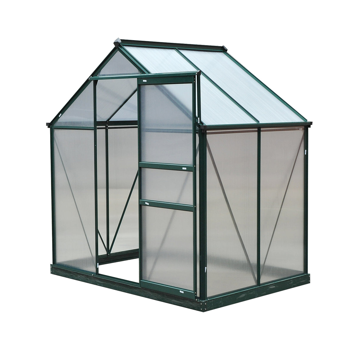 Outsunny Gewächshaus mit Dachfenster Aluminium Treibhaus 190 cm x 132 cm x 201 cm Grün + Transparent