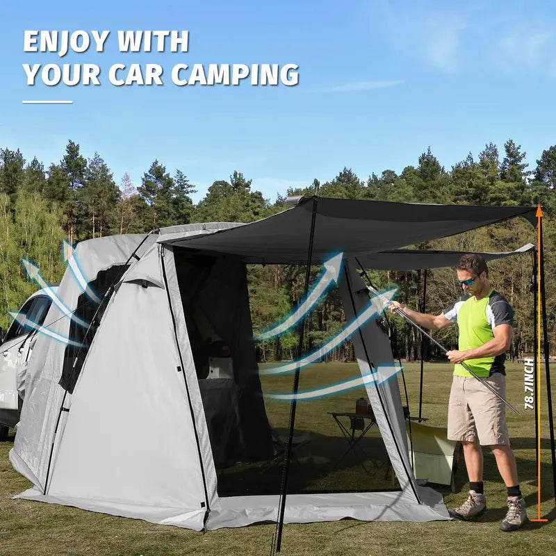KAMPKEEPER Vehicle-Mounted Tailgate Awning Tent – Compact Shade & Shelter Solution for SUVs, Vans & Pickups