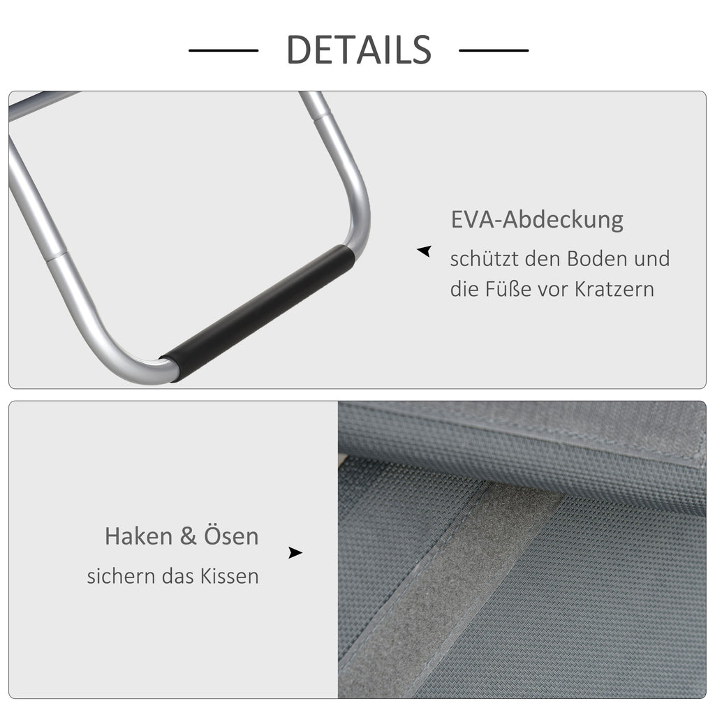Outsunny Gartenliegen mit Kissen Sonnenliege Relaxliege ergonomisch Aluminium Texteline Dunkelgrau 160 x 60 x 65 cm