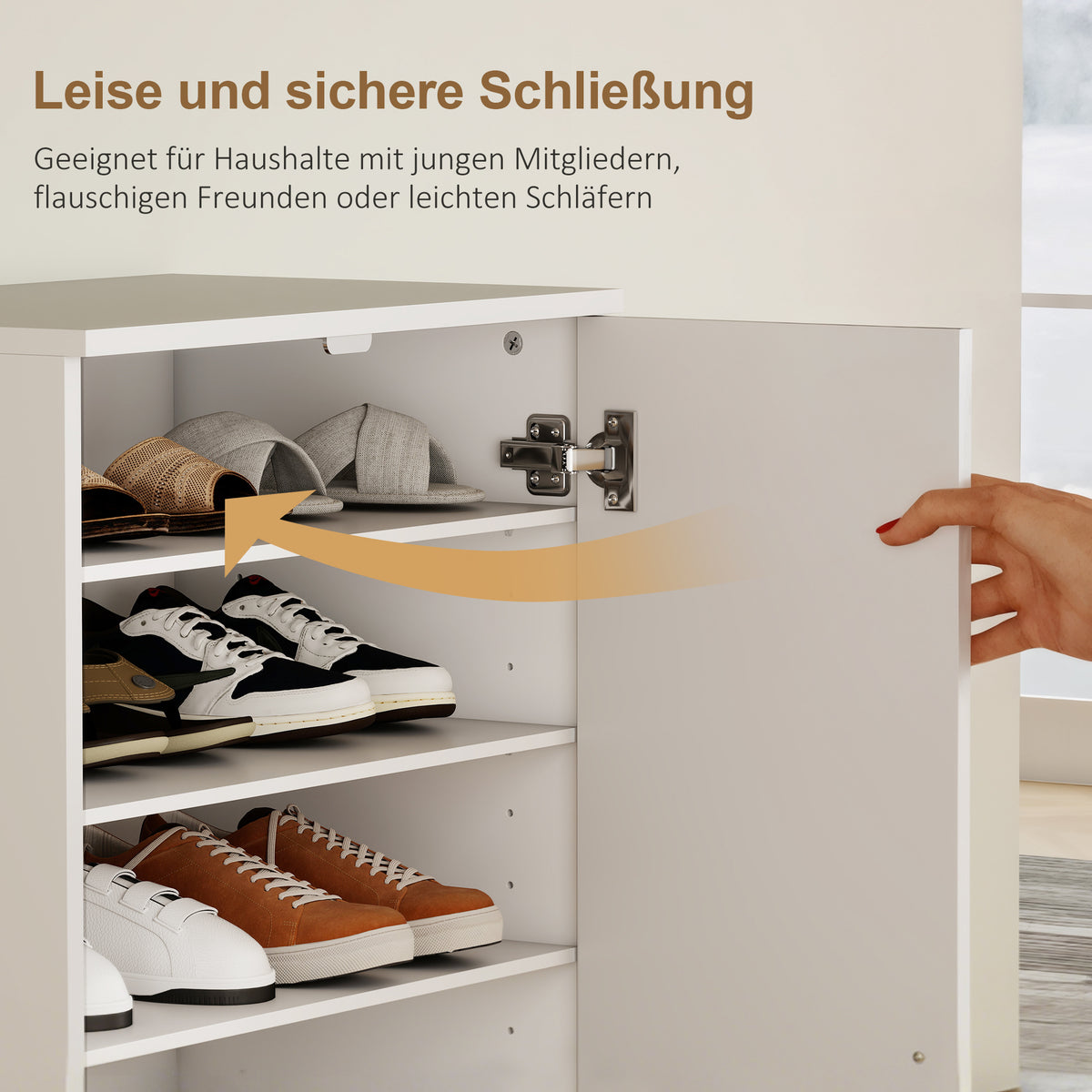 HOMCOM Schuhschrank mit Soft-Close-Scharnieren, verstellbare Regale, 6-stufiges Schuhregal für Flur, Eingangsbereich, für 14 Paare, 55 x 35 x 108 cm, Holz, Weiß