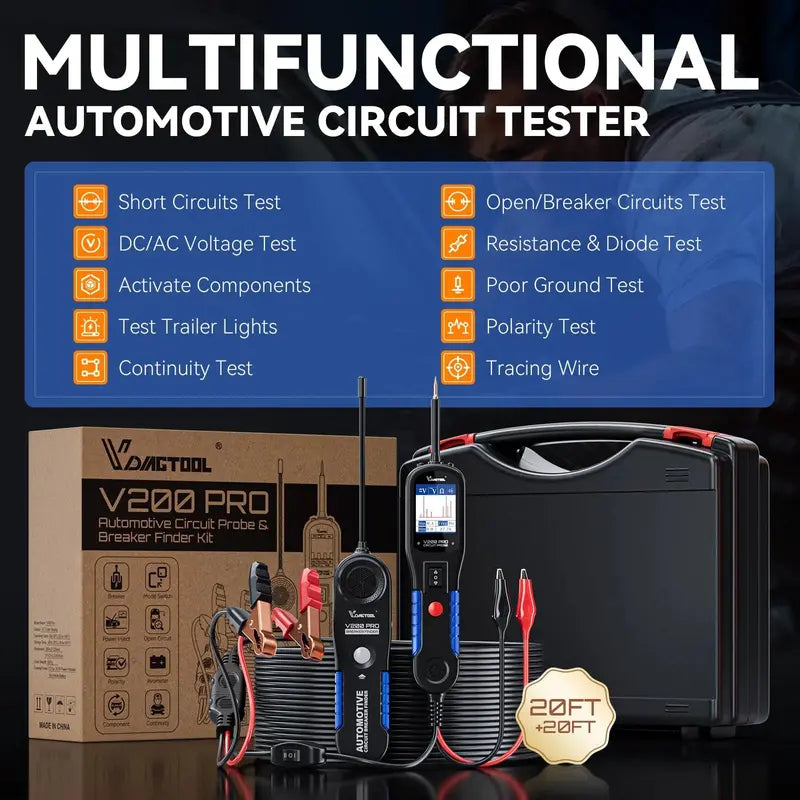 VDIAGTOOL V200 Pro Automotive Circuit Tester – Digital Power Probe with Voltage, Continuity, and Polarity Detection