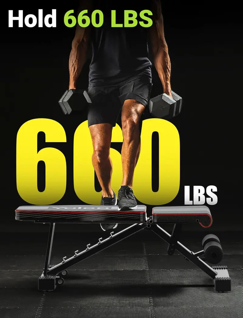 Yoleo Adjustable Folding Weight Bench for Home Gym Strength Training & Full-Body Workouts