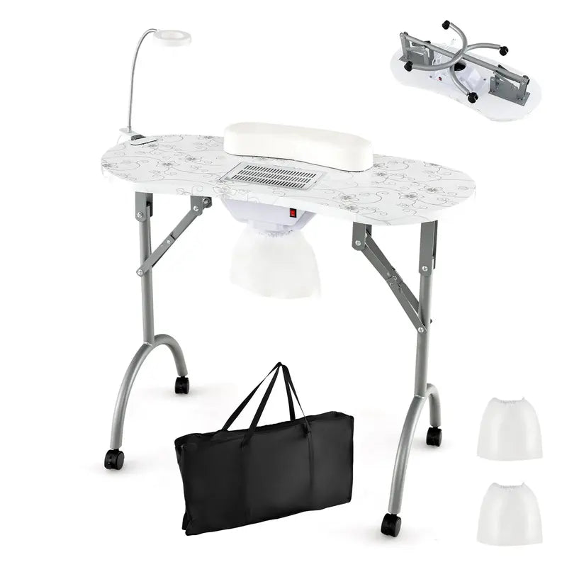 LDAILY Portable Nail Technician Table with Built-in Electric Dust Extraction