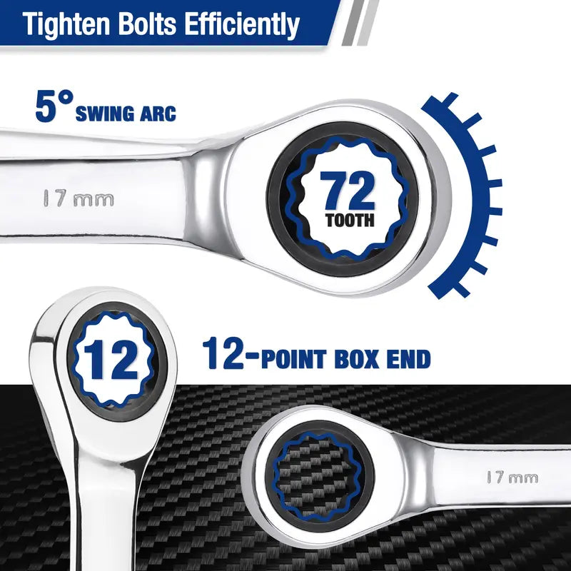 WORKPRO 7-Piece Ratcheting Combination Wrench Set – Compact & Durable