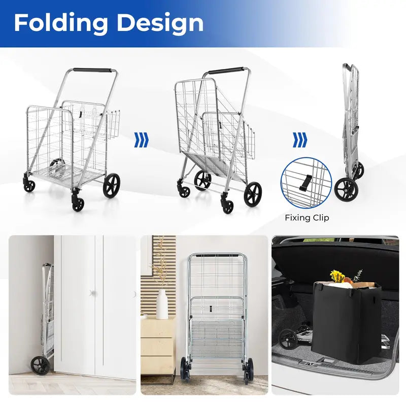 Waterproof Jumbo Folding Shopping Cart for Groceries – Upgraded Lightweight Design