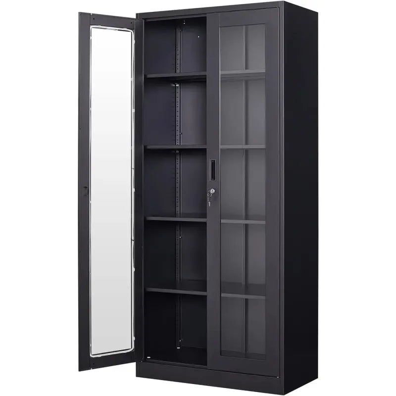 PEUKC Glass-Front Curio Display Cabinet – 4-Tier Adjustable Shelving for Collectibles
