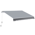 Outsunny Markise, 3,95 x 2,45 m, Sonnenschutz, einfahrbar, mit Handkurbel, Metallrahmen, Polyester, Grau/Weiß