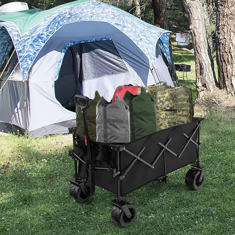 Heavy-Duty Collapsible Utility Wagon with Adjustable Telescoping Handle