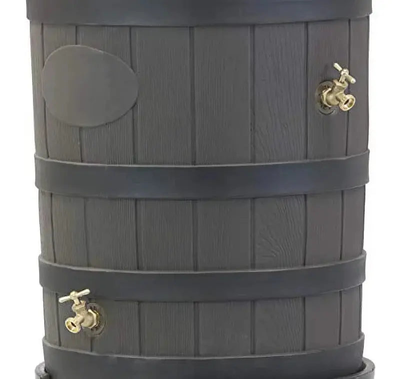 Good Ideas Rain Wizard Rain Barrel in American Oak Finish with Darkened Ribs