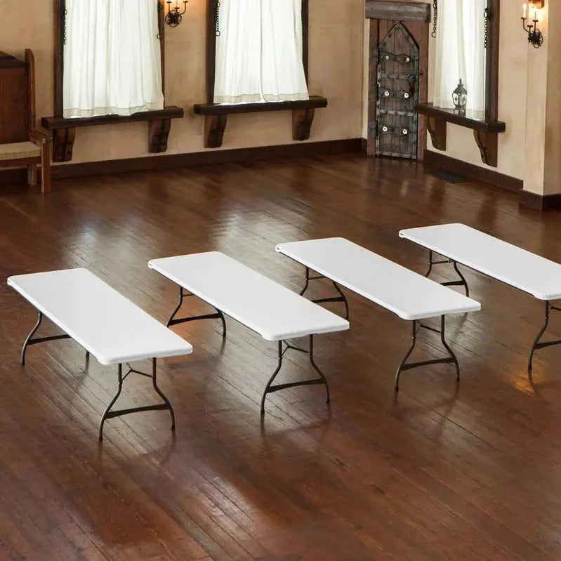 Lifetime 8-Foot Commercial Folding Tables – Stackable, White, 4-Pack (Model 80344)