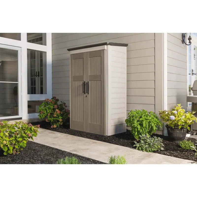 Weather-Resistant Outdoor Storage Shed – 52 Cu. Ft., Lockable Double Doors, UV-Protected