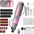 WORKPRO 3.6V Cordless Rotary Tool Kit — Compact Electric Engraving & Grinding Set, Pink Ribbon