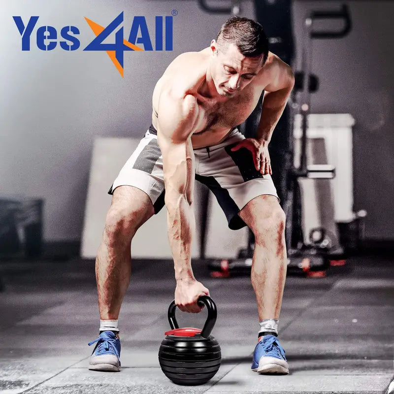 Yes4All Adjustable Kettlebell System – Modular Weight Set with Interchangeable Handles & Grips for Versatile Strength Training