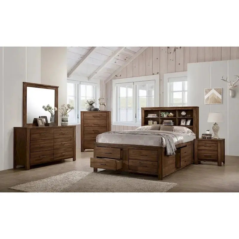 Walnut-Finished Underbed Storage System with 6 Slim Drawers