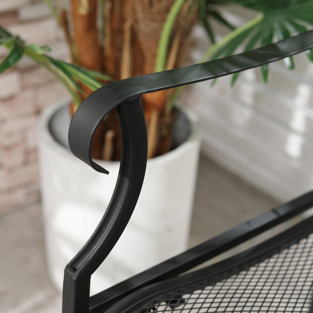 Outsunny Nostalgische Gartenbank aus Metall,  2-Sitzer, wetterbeständig, schwarz, 113 cm x 58 cm x 98 cm