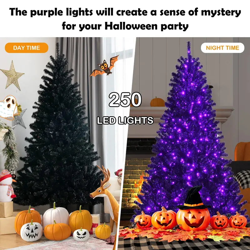 Halloween-Themed Hinged Artificial Tree with Sturdy Metal Stand