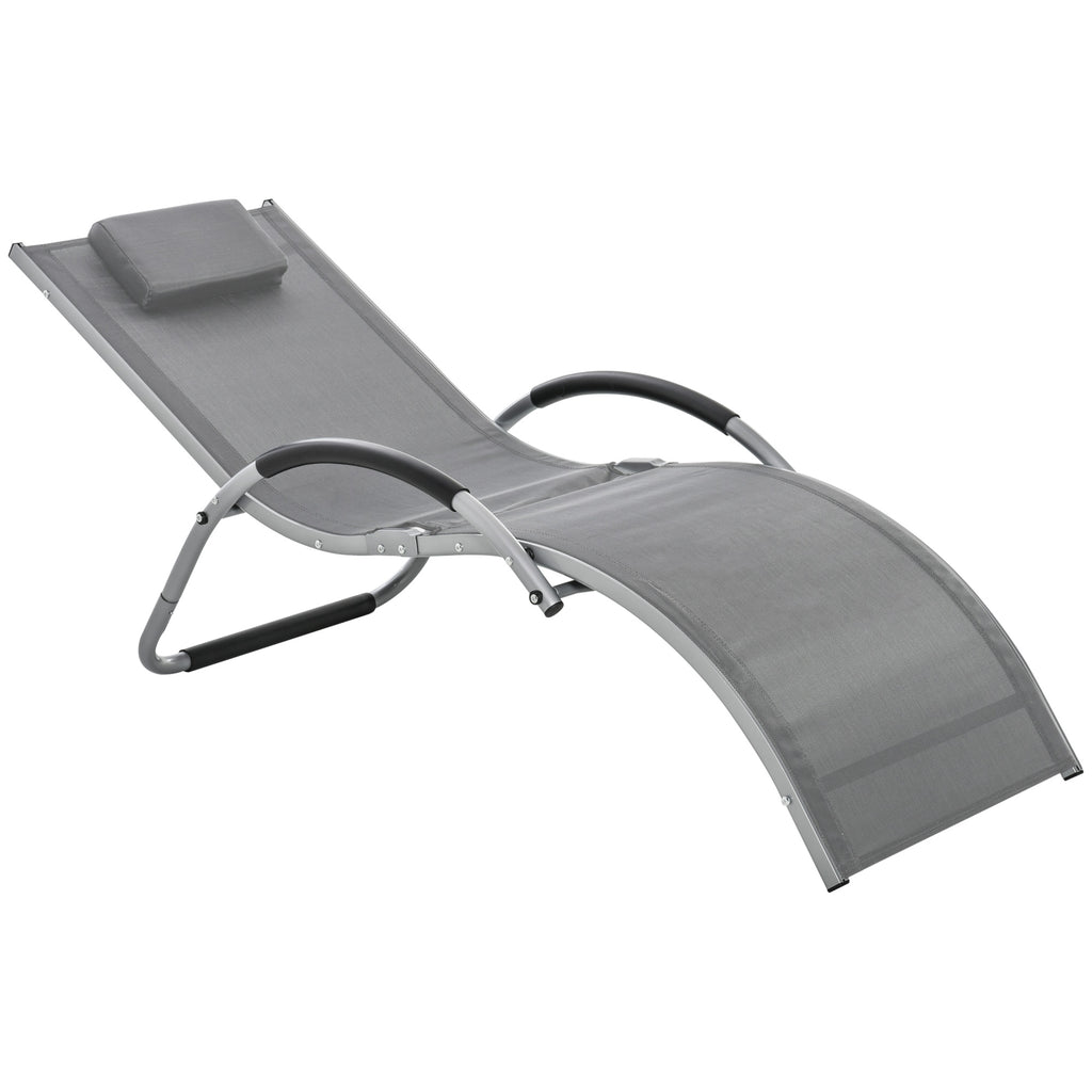 Outsunny Gartenliegen mit Kissen Sonnenliege Relaxliege ergonomisch Aluminium Texteline Dunkelgrau 160 x 60 x 65 cm