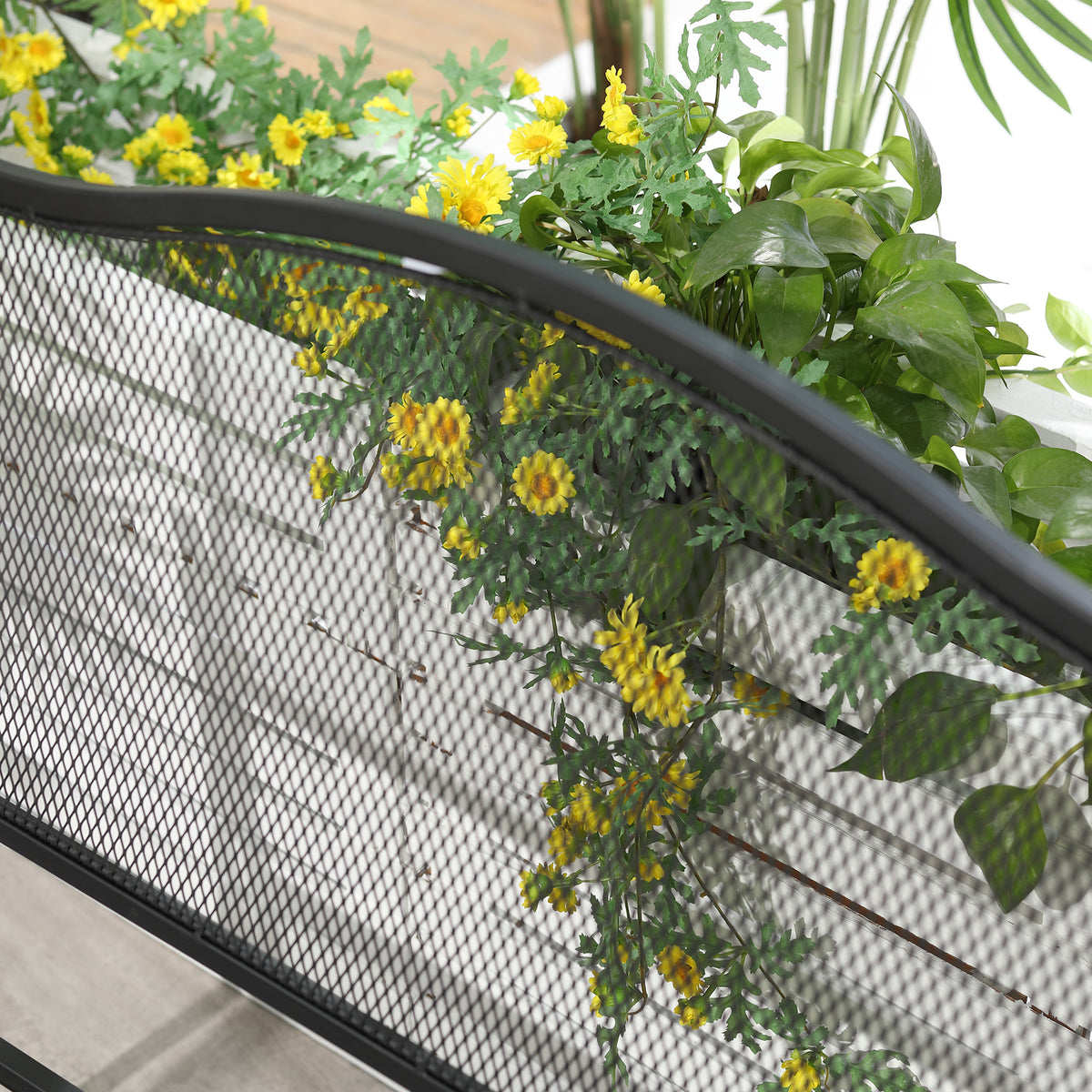 Outsunny Nostalgische Gartenbank aus Metall,  2-Sitzer, wetterbeständig, schwarz, 113 cm x 58 cm x 98 cm