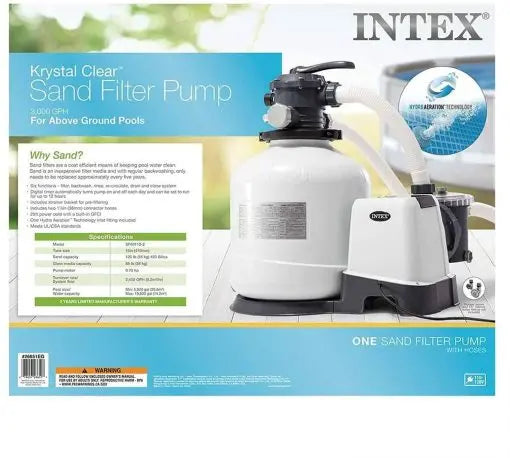 Intex 3000 GPH Sand Filter System for Above-Ground Pools – Includes Deluxe Maintenance Kit