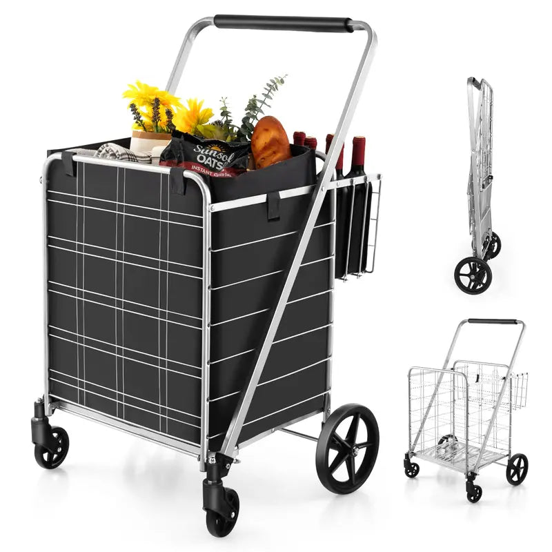 Waterproof Jumbo Folding Shopping Cart for Groceries – Upgraded Lightweight Design
