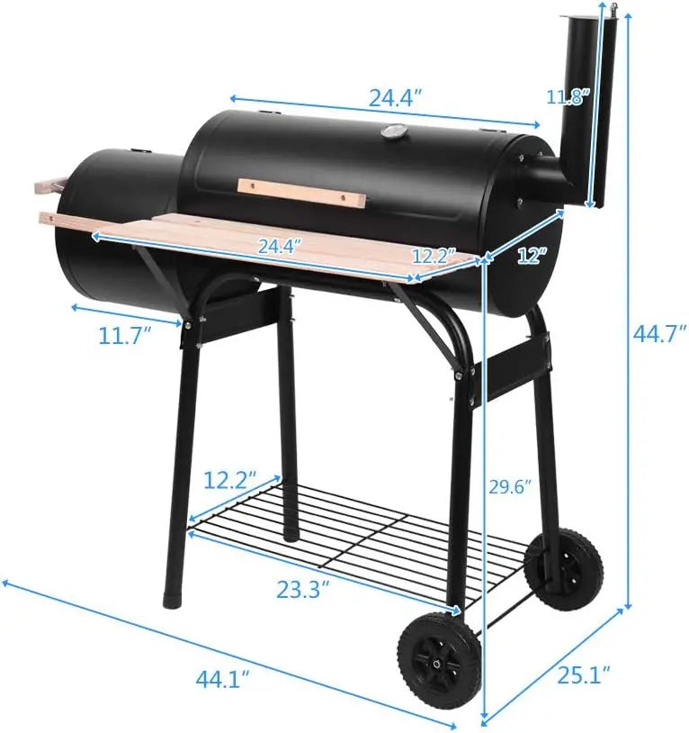 Heavy Duty Outdoor Charcoal Grill & Smoker with Thermometer & Wheels for Camping & Backyard – Double Greenhouse Design