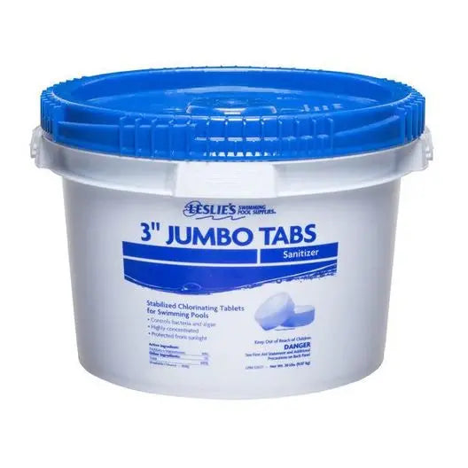 Leslie's Jumbo 3-Inch Chlorine Pool Tablets – 20-Lb Bucket for Extended Sanitization