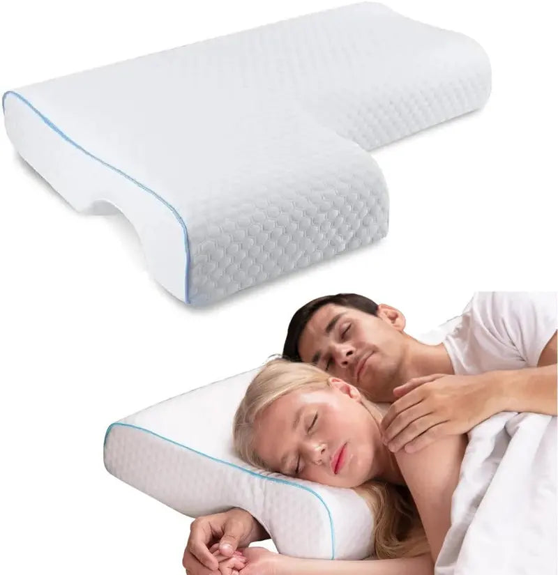 OrthoCuddle Couple Pillow – Memory Foam Arm Tunnel Design for Shared Comfort