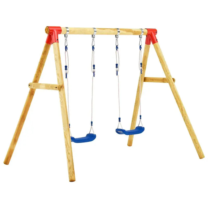 Kids' Wooden Swing Set – Backyard Play Structure with Swings, Slide, and Climbing Features